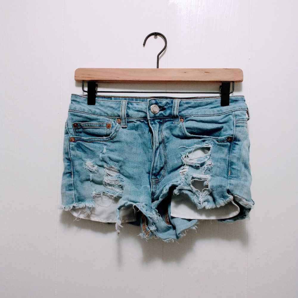 Hi rise festival american eagle distressed shorts